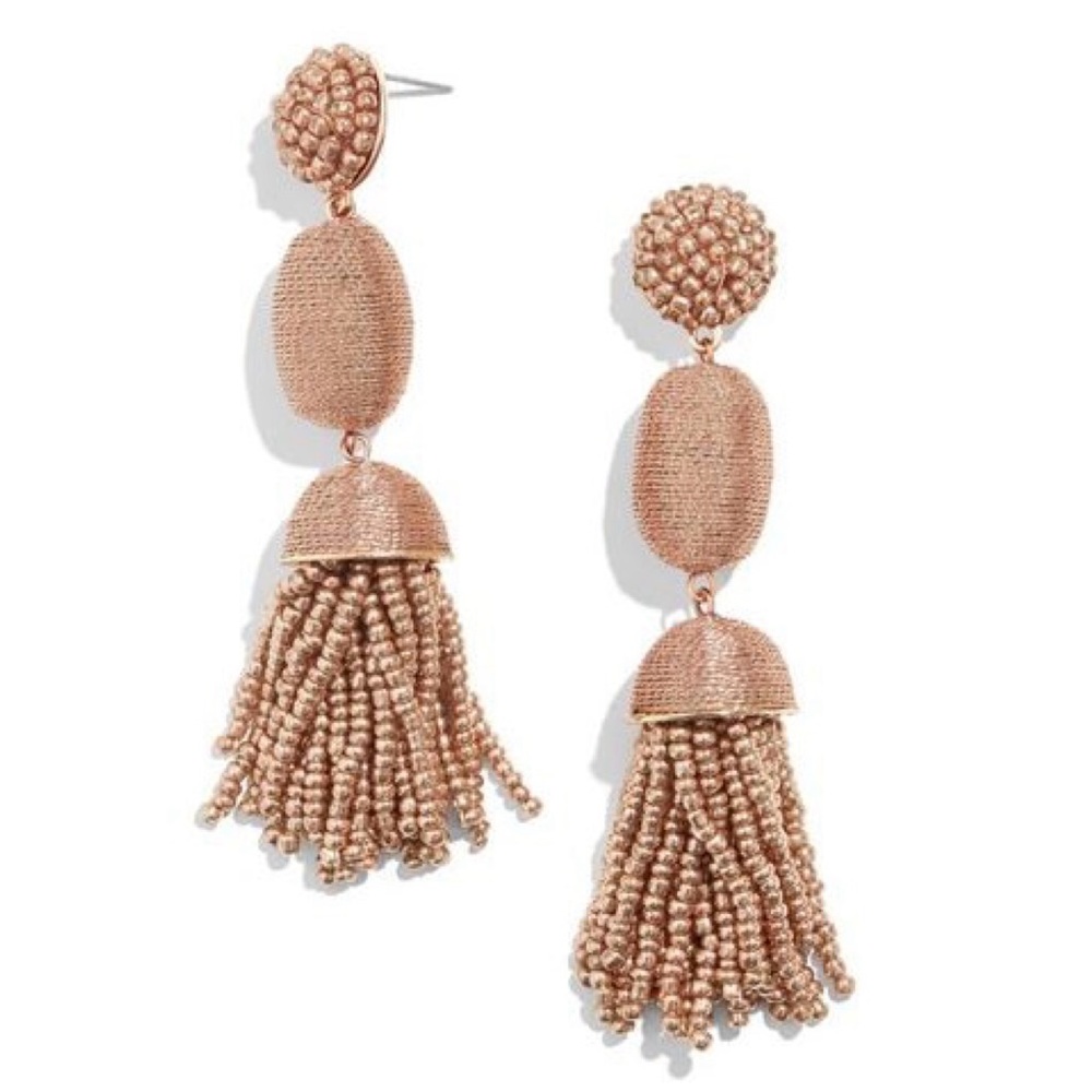 BaubleBar Beaded Threaded Drop Earrings in Rose Gold NWT